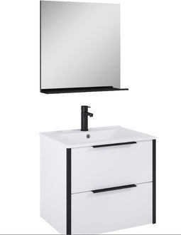 Atlantic Badmeubelset Aria met spiegel en keramische witte wastafel 60 cm mat wit