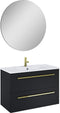 Atlantic Stella badmeubelset met spiegel en witte wastafel 80cm Mat Zwart