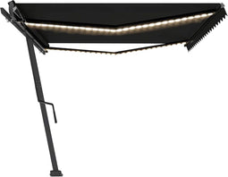 vidaXL - Luifel - handmatig - uittrekbaar - met - LED - 500x300 - cm - antracietkleur