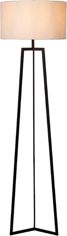 Atmooz - Falco - Staande lamp - Zwart met Witte Linnen Kap - Metaal - 166 cm - Woonkamer - Eetkamer - Slaapkamer