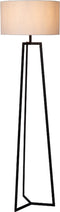 Atmooz - Falco - Staande lamp - Zwart met Witte Linnen Kap - Metaal - 166 cm - Woonkamer - Eetkamer - Slaapkamer