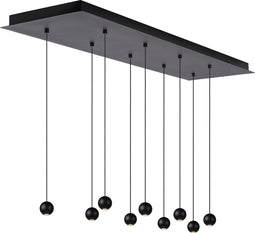 Atmooz - Hanglamp Balls 9 - zwart - rechthoek - Industrieel - Woonkamer / Slaapkamer / Eetkamer - Plafondlamp - Hoogte 140cm - Metaal