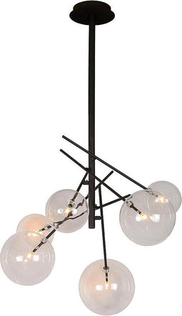 Atmooz - Hanglamp Mucho - Plafondlamp - Zwart - Metaal / Helder glas - Woonkamer / Slaapkamer / Eetkamer - Plafondlamp - Hoogte 120cm