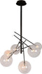 Atmooz - Hanglamp Mucho - Plafondlamp - Zwart - Metaal / Helder glas - Woonkamer / Slaapkamer / Eetkamer - Plafondlamp - Hoogte 120cm