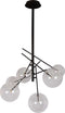 Atmooz - Hanglamp Mucho - Plafondlamp - Zwart - Metaal / Helder glas - Woonkamer / Slaapkamer / Eetkamer - Plafondlamp - Hoogte 120cm