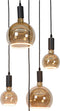 Atmooz - Hanglamp Sapa - 5 floating lampen - Industrieel - Woonkamer / Slaapkamer / Eetkamer - Plafondlamp - Zwart - Hoogte 130cm - Metaal