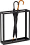 Atmooz - Parapluhouder Yucur met 3 vakken met lekbak - Rechthoekig - Paraplubak/Standaard - Voor binnen -Zwart - Hoogte 65cm - Metaal