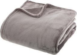 Atmopshera Plaid effen flanel flece deken - 180x230 cm - Licht grijs