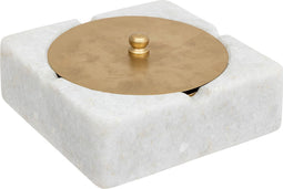 Atmosphera Asbak Tropical Boudoir marmer/metaal 15x5cm - Wit/Goud