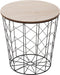 Atmosphera Bijzettafel Kumi - Zwarte salontafel en opberger - Metaal - Draadmand - Dia 39.5 H 41 cm