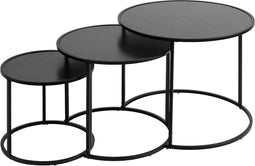Atmosphera Bijzettafels Noah - Ø35/56/54xH45cm - Set van 3 stuks - Zwart