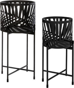 Atmosphera Bloempot op staander set van 2 Leaf - Blad - Metaal