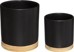 Atmosphera bloempot set van 2 Bamboe Zwart - Aardewerk - Plantenpot