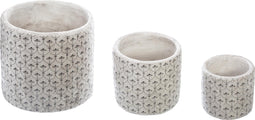 Atmosphera Bloempot set van 3 - Bloem - Aardewerk - Wit Zwart - Cache pot