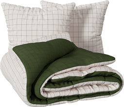 Atmosphera Dekbedovertrek set met 2 kussenslopen 240x220cm - Wit/Groen