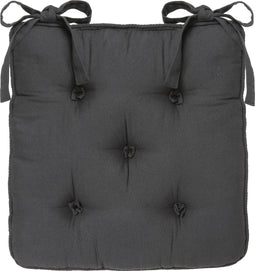 Atmosphera Deluxe Stoelkussen 40x40x8cm met lintjes en 5 knopen - Antraciet