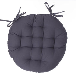 Atmosphera DELUXE stoelkussen rond donker grijs - ronde stoelkussens - D38 cm - Met 2 lintjes