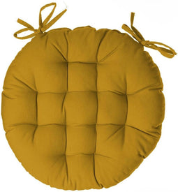 Atmosphera DELUXE stoelkussen rond oker - ronde stoelkussens - D38 cm - Met 2 lintjes