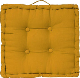 Atmosphera Deluxe Vloerkussen 40x40x8cm met handvat en 4 knopen - Oker