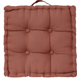 Atmosphera Deluxe Vloerkussen 40x40x8cm met handvat en 4 knopen - Terracotta