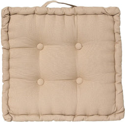 Atmosphera Deluxe Vloerkussen 40x40x8cm met handvat en 4 knopen - Linnenbeige