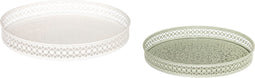 Atmosphera Dienbladen/Plateau's - Set van 2 stuks - Ø32xH4cm - Groen/Wit