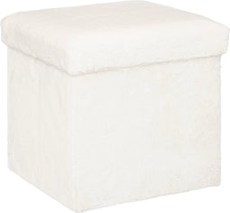 Atmosphera Ezzio Poef - Pluche extra zacht - Wit - 38 x 38 xm