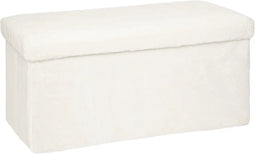 Atmosphera Ezzio Poef - Pluche extra zacht - Wit - 76 x 38cm