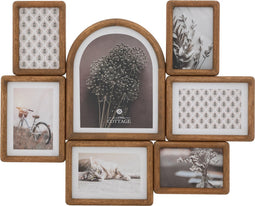Atmosphera Felisa houten pell-mell fotokaders - Set van 7 stuks - Bruin