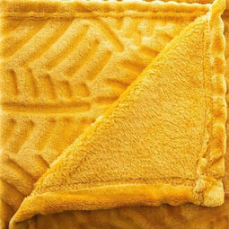 Atmosphera - Fleece-plaid met palmblad patroon 240x220cm - Okergeel