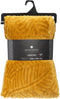 Atmosphera - Fleece-plaid met palmblad patroon 240x220cm - Okergeel