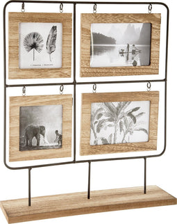 Atmosphera Fotohouder - Fotostaander hout metaal - 4 foto's - Decoratie - 8 foto's - Draaibaar - Op staander