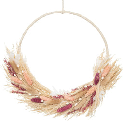 Atmosphera Gedroogde bloemenkrans - Roze -D34 cm