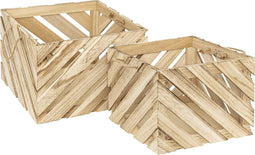 Atmosphera Houten Opbergkratten - Set van 2 stuks - 30/37cm - Beige