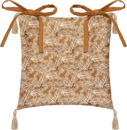 Atmosphera IMP Safari oker stoelkussen - 100% Katoen - Met 2 lintjes - Met print
