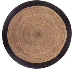 Atmosphera Jute vloerkleed rond met naturel met zwarte rand diameter 120 cm