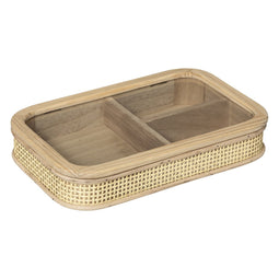 Atmosphera Juwelendoos Rotan - 3 Vakken - 28 x 18 x H 5 cm - Sieraden doos - Opberger