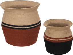 Atmosphera Kaia jute manden set van 2 stuks - Ø40x31cm - Multi