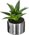 Atmosphera - Keramische Potplant - Kunsplant - Zilveren pot - H15cm