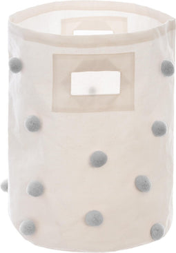 Atmosphera Kids Opbergmand/Wasmand pompon - Ø30xH41cm - Grijs