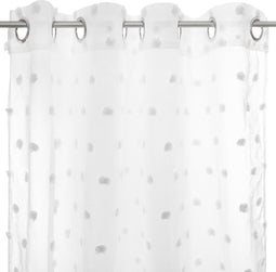 Atmosphera Kids Pom Pom Gordijn 140x240cm - Kant en klaar met ringen - Wit met pom poms