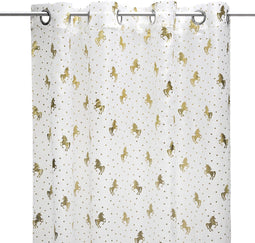 Atmosphera Kids Unicorn Gordijn 140x240cm - Kant en klaar met ringen - Wit met Goud