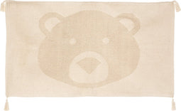 Atmosphera Kids Vloerkleed kinderkamer beer 3D - Katoen - Tapijt - Met pompons - Beige - 90 x 60 cm