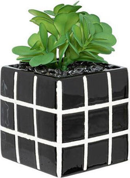 Atmosphera Kunstplant keramische pot - 10x10xH17cm