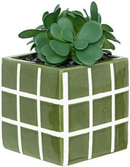 Atmosphera Kunstplant keramische pot - 10x10xH17cm