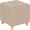 Atmosphera Leandre Fluwelen Poef - 35x35x35cm - Voetbankje - Beige