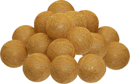Atmosphera LED Feestverlichting Folk balletjes oker - Lichtslingers katoen - Cotton ball - 16 Ballen - Dia 3.5 cm - Guirlande
