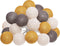 Atmosphera LED Feestverlichting Folk balletjes oker wit en bruin - Lichtslingers katoen - Cotton ball - 20 Ballen - Dia 6 cm - Guirlande