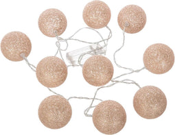 Atmosphera LED Feestverlichting glitter balletjes - Lichtslingers katoen - Cotton ball - 10 Ballen - Dia 6 cm - Guirlande - Batt