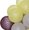 Atmosphera LED Feestverlichting katoen - Cotton Ball - 20 Ballen - Ø6cm - Geel/Bordeaux/Beige